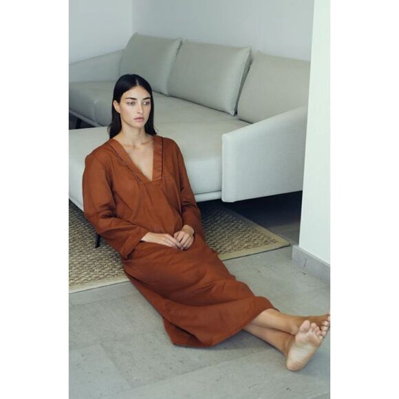 CAMPO COLLECTION LUCA 100% Organic Cotton KAFTAN in Burnt Sienna NWT Size Medium - Picture 1 of 9